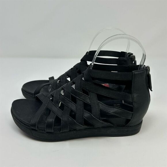 Eileen Fisher Women's Black Gladiator Sandals Size 7 Summer Casual Back Zipper - Picture 6 of 11